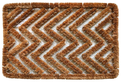 16&quot; X 24&quot; Brown Coir Zig Zag Outdoor Door Mat White Diomedes