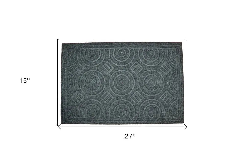 16&quot; X 27&quot; Gray Synthetic Fiber Abstract Outdoor Door Mat White Diomedes