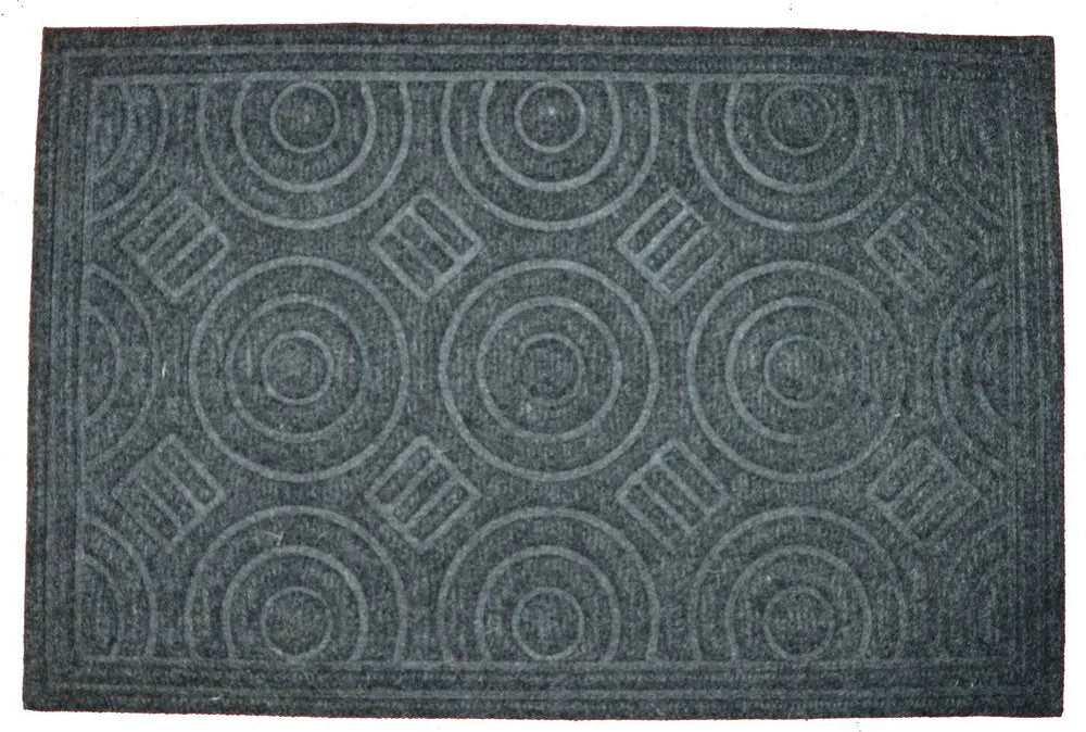 16&quot; X 27&quot; Gray Synthetic Fiber Abstract Outdoor Door Mat White Diomedes
