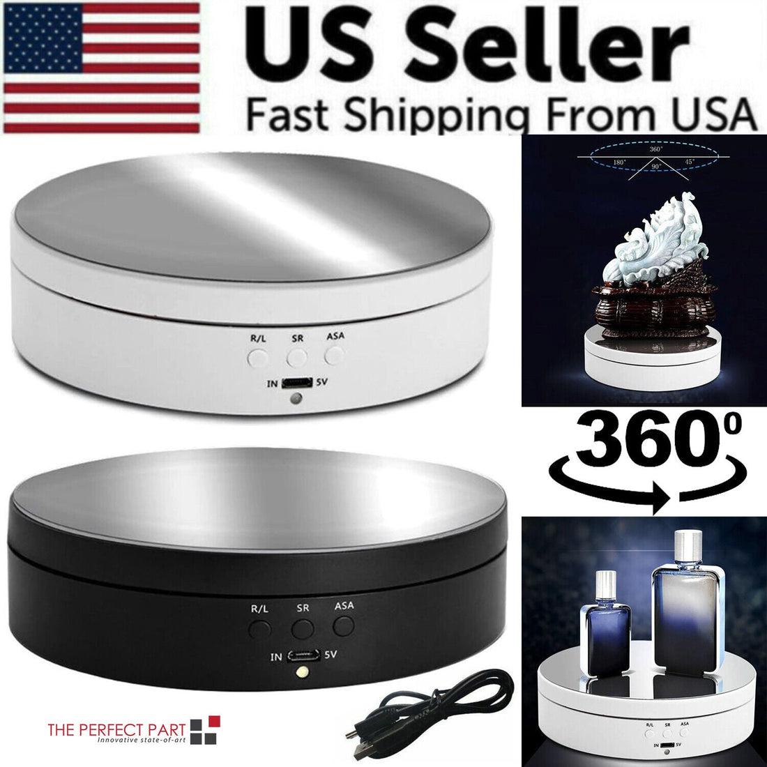 360° Electric Motorized Rotating Display Stand Jewelry Photography Puce Gaia