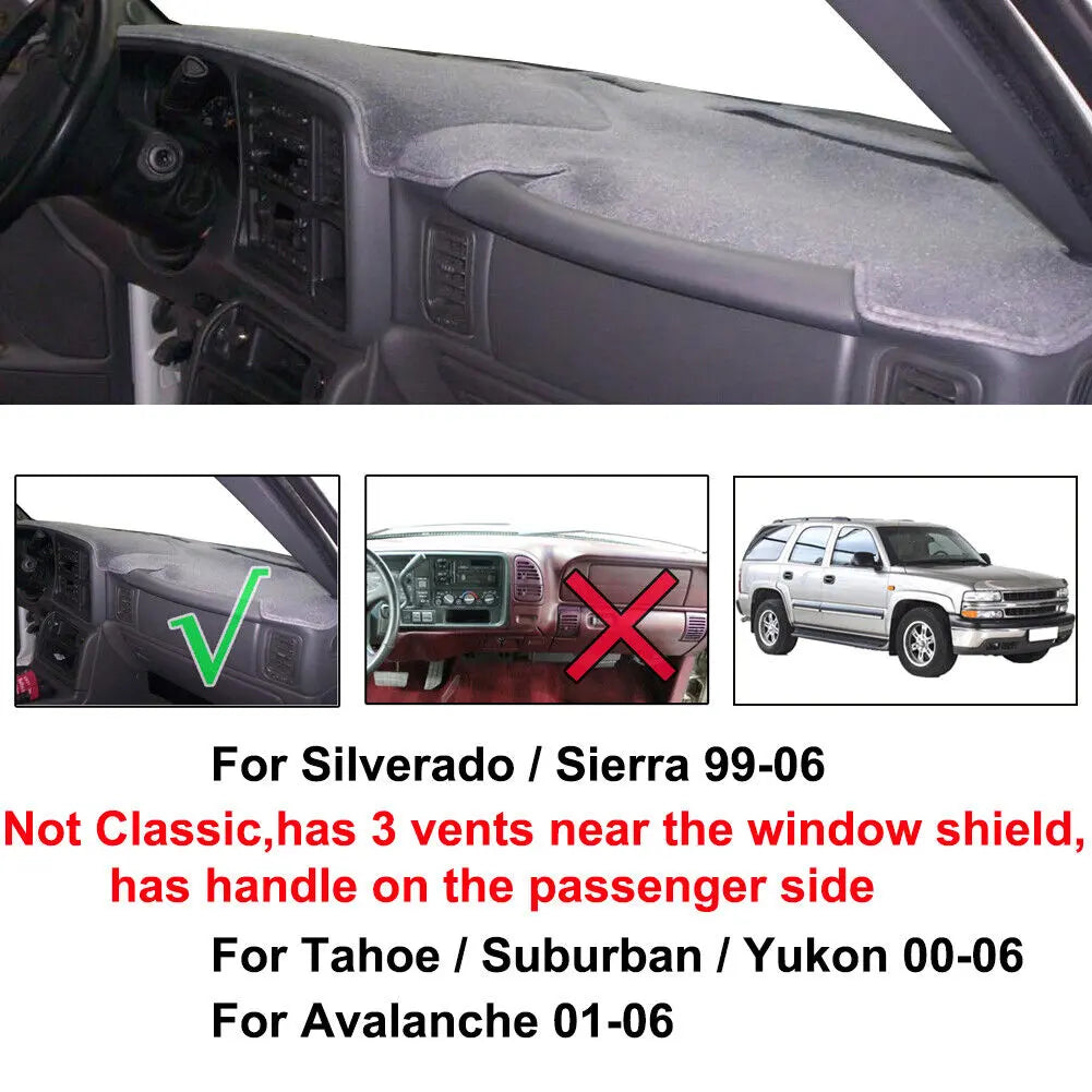 Car Dash Cover Mat Dashboard Pad for Chevy Silverado 1500 2500 Tahoe Puce Gaia