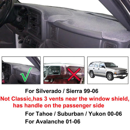 Car Dash Cover Mat Dashboard Pad for Chevy Silverado 1500 2500 Tahoe Puce Gaia