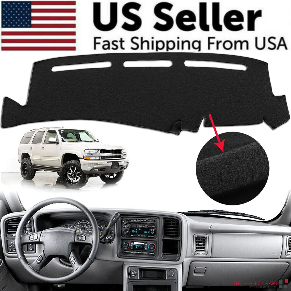 Car Dash Cover Mat Dashboard Pad for Chevy Silverado 1500 2500 Tahoe Puce Gaia