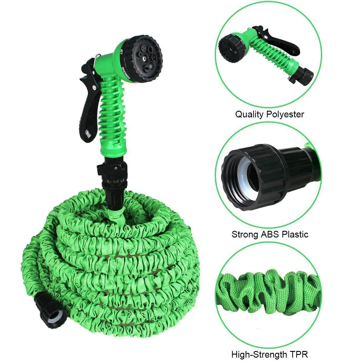 Expanding Expandable Flexible Garden Water Hose w Spray Nozzle 25, 50, Puce Gaia