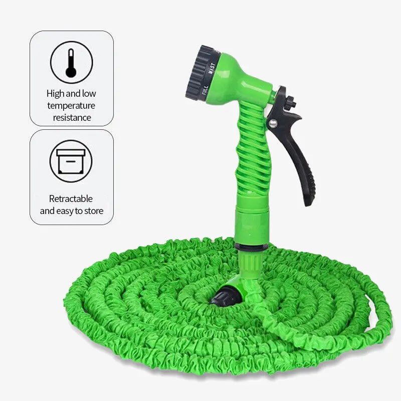 Expanding Expandable Flexible Garden Water Hose w Spray Nozzle 25, 50, Puce Gaia