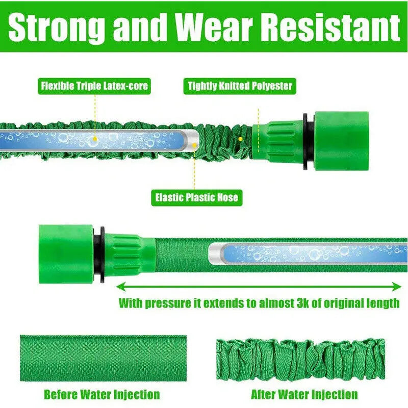 Expanding Expandable Flexible Garden Water Hose w Spray Nozzle 25, 50, Puce Gaia