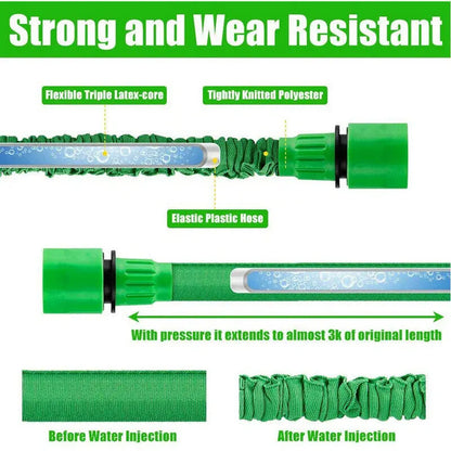 Expanding Expandable Flexible Garden Water Hose w Spray Nozzle 25, 50, Puce Gaia
