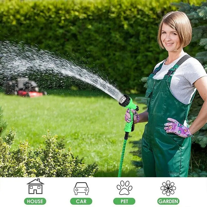 Expanding Expandable Flexible Garden Water Hose w Spray Nozzle 25, 50, Puce Gaia