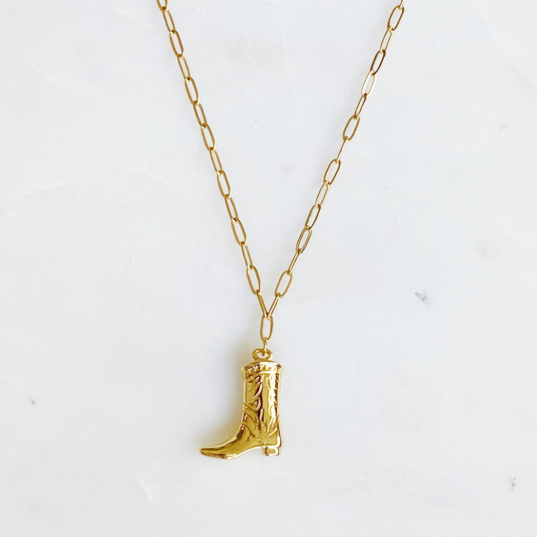 Golden Cowgirl Boot Necklace Fuchsia Hercules