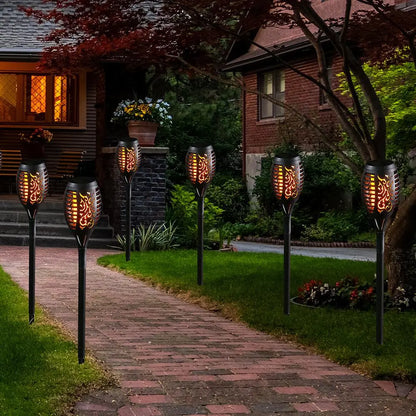 2 Pcs Solar Lights Outdoor Solar 12 Led Torch Flickering Flame Lights Pink Iolaus