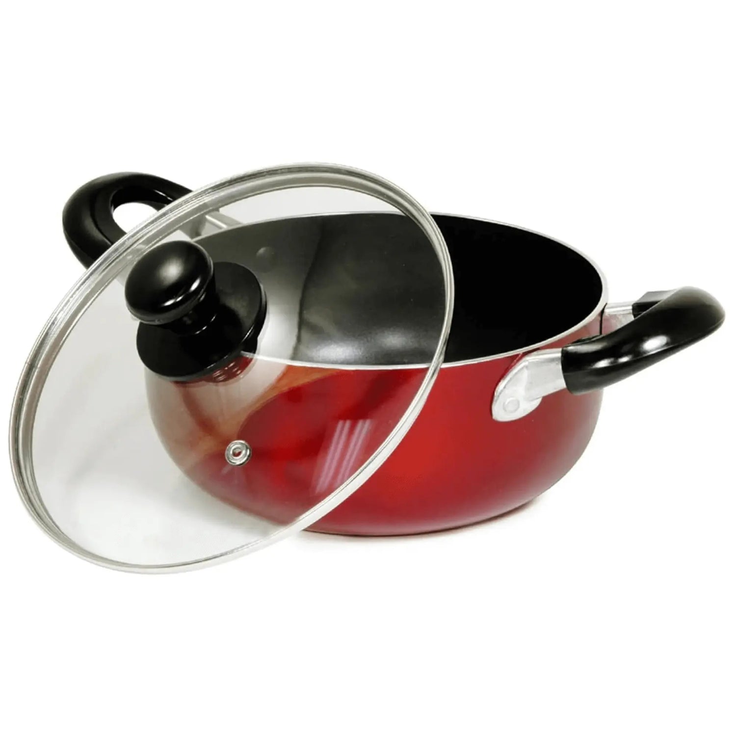 Better Chef 6-Quart Metallic Red Aluminum Dutch Oven with Glass Lid Sky Iapetus