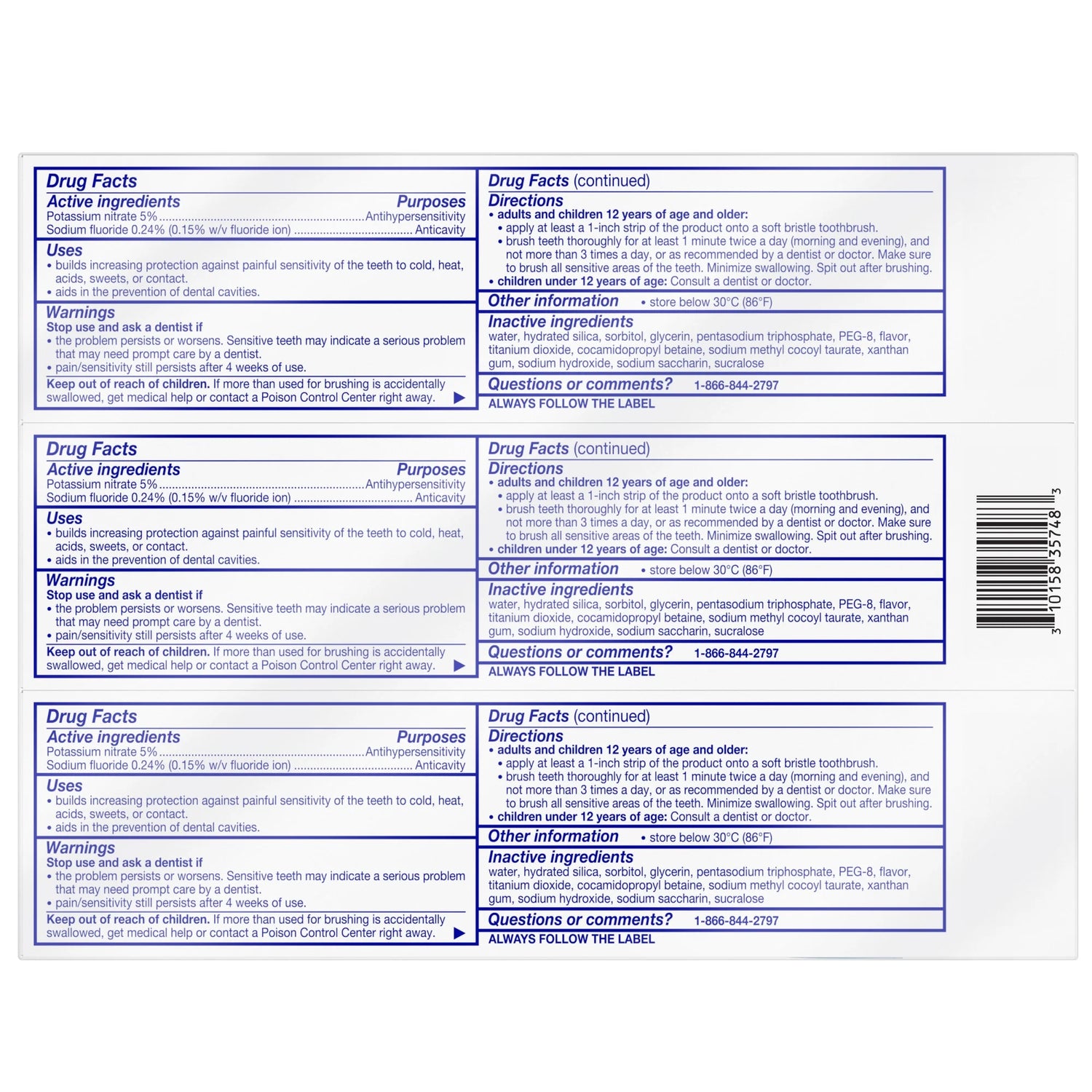 (12 Pack)  Extra Whitening Sensitive Toothpaste, Mint, 4 Oz, 3 Pack, for Adults