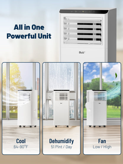 8000BTU Portable Air Conditioner for Room up to 230 Sq.Ft, 3-In-1 AC Unit 5100BTU (SACC), Cooling, Dehumidifying, Fan