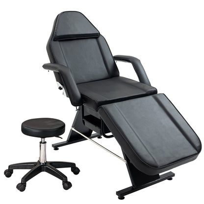 Massage Salon Tattoo Chair With Two Trays Esthetician Bed With Hydraulic Stool,Multi-Purpose 3-Section Facial Bed Table, Adjustable Beauty Barber Spa Beauty Equipment Pink Lucy
