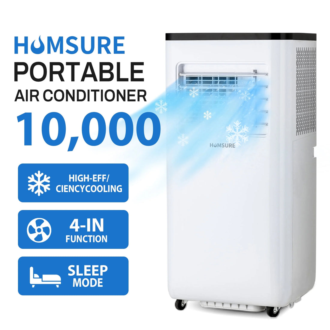 Portable Air Conditioners 10000 BTU, Room Air Conditioning, Portable AC Unit with Remote Control, Cooling, Dehumidifier and Fan, Automatic, Sleep 5 Mode Floor Air Conditioner