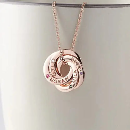 Mom Necklace With Kids Names Birthstones, Children Birthstone Jewelry Green Millie