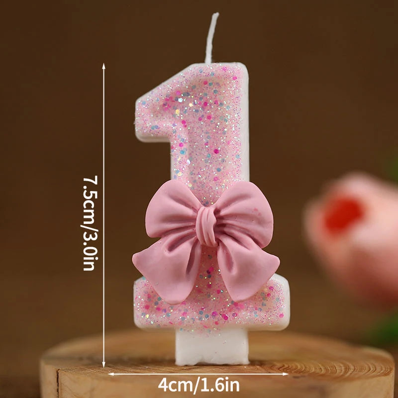 3D Number Cake Decorating Candle Pink Glitter Birthday Candles Digital Candle Cake Topper Birthday Party Anniversary Cake Decor