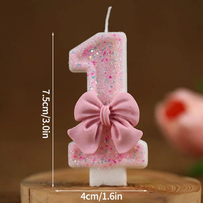 3D Number Cake Decorating Candle Pink Glitter Birthday Candles Digital Candle Cake Topper Birthday Party Anniversary Cake Decor