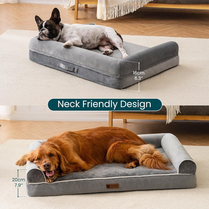 MEWOOFUN Orthopedic Dog Bed For Medium Large Dogs - Egg Foam Sofa With Waterproof Washable Cover Pink Lucy
