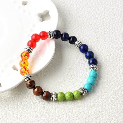 Natural Stone Colorful Chakra Energy Yoga Bracelet Pink Lucy