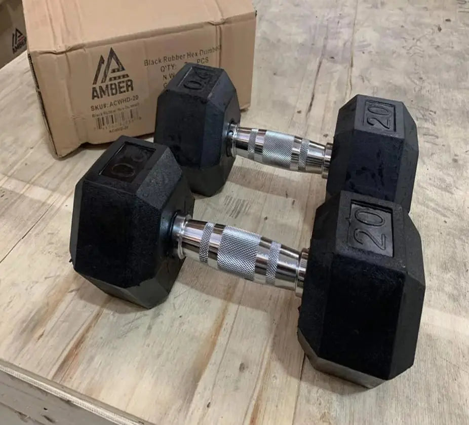 Barbell Rubber encased Hex Dumbbell Weights with Metal Handles for Lemon Odysseus