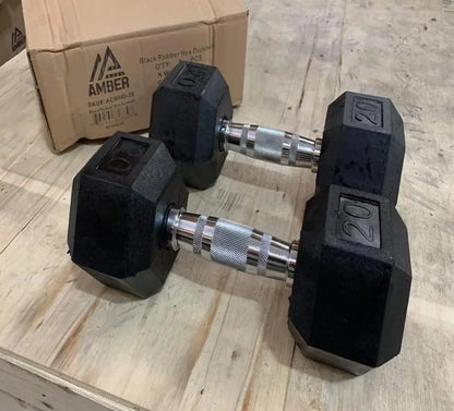 Barbell Rubber encased Hex Dumbbell Weights with Metal Handles for Lemon Odysseus