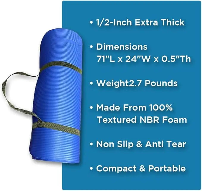 Premium 1/2-Inch Extra Thick Exercise Yoga Mat, Non-Slip Anti-Tear, Lemon Odysseus