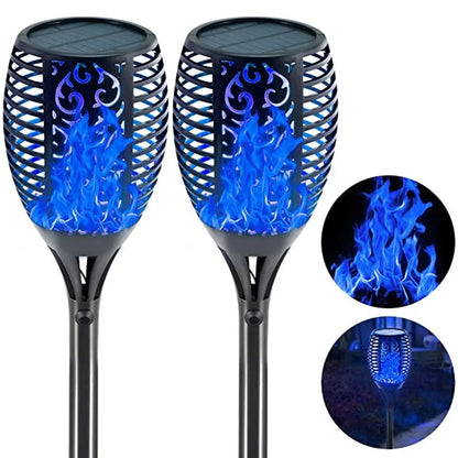 2 Pcs Solar Lights Outdoor Solar 12 Led Torch Flickering Flame Lights Pink Iolaus