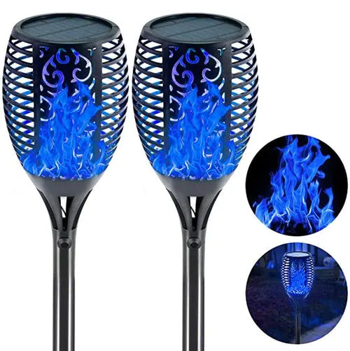 2 Pcs Solar Lights Outdoor Solar 12 Led Torch Flickering Flame Lights Pink Iolaus