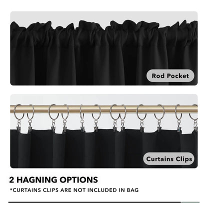 Black Rod Pocket Curtains Thermal Insulated Room Darkening Curtain 108 Inch Blackout Curtains for Patio Sliding Glass Door 52Wx108L Inch Black 2 Panels