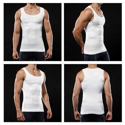 Aptoco Compression Shirt for Men Shapewear Vest Body Shaper Undershirt Pink Iolaus