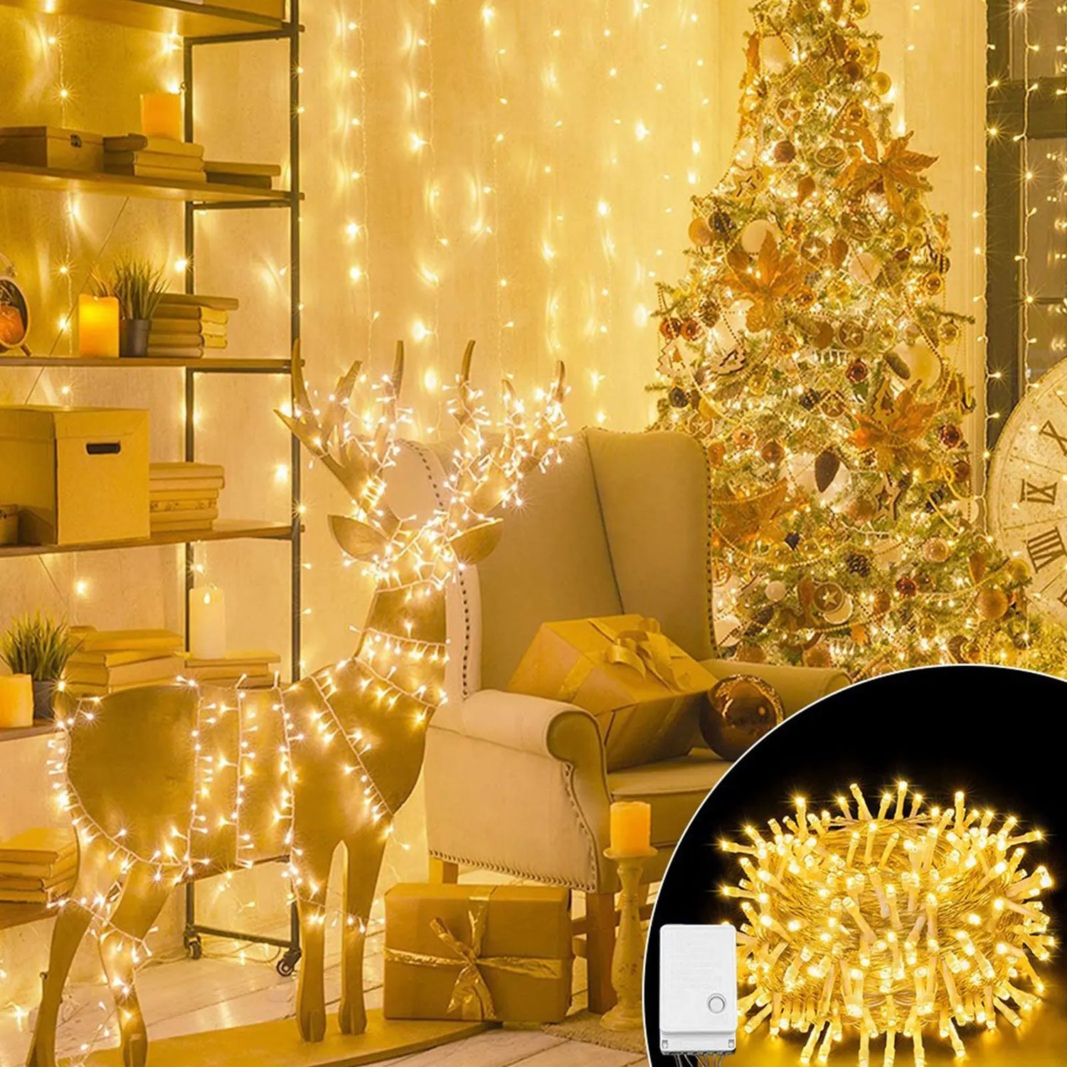 Halloween Christmas Lights Outdoor Decorations 100 LED 33Ft 8 Modes Pink Iolaus