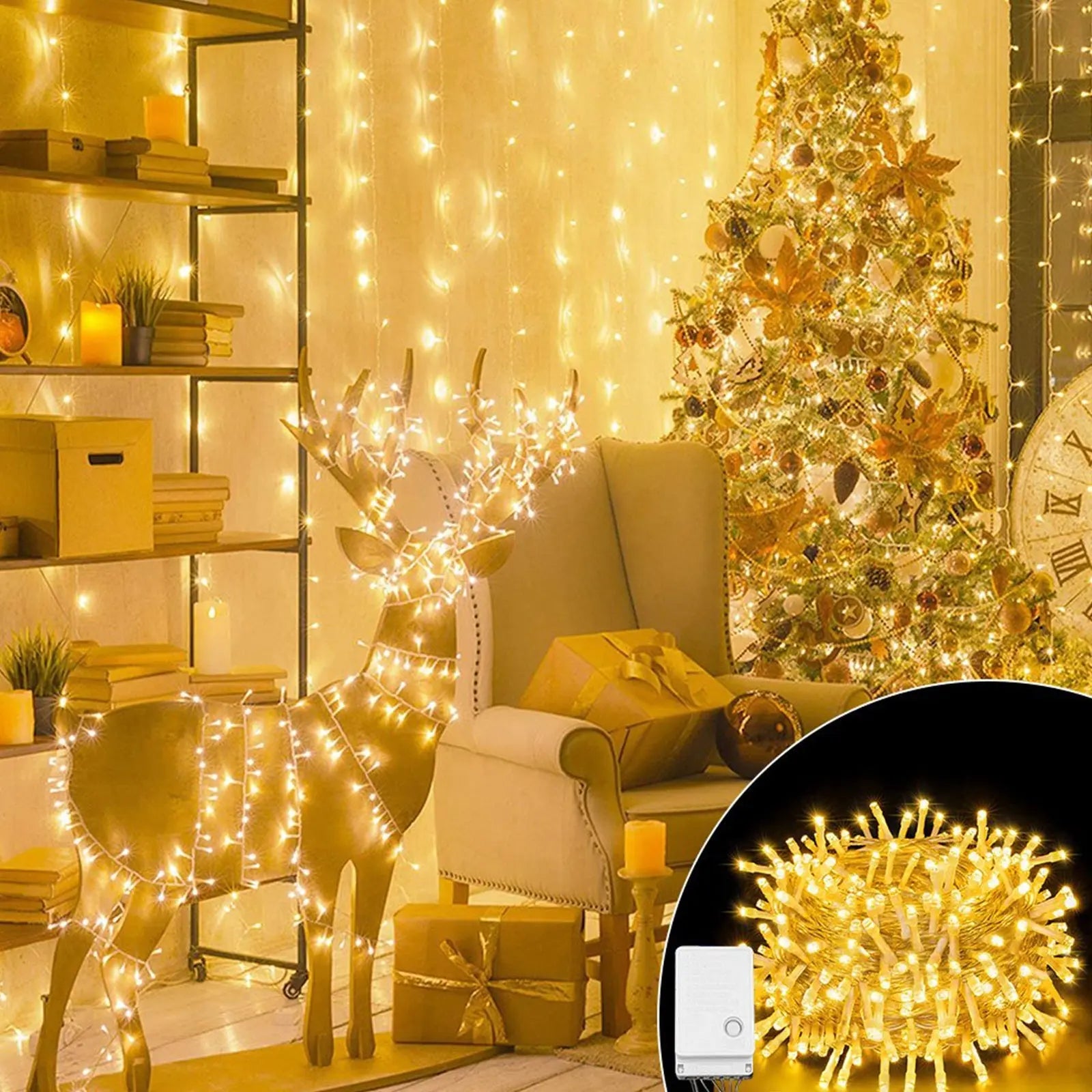 Halloween Christmas Lights Outdoor Decorations 100 LED 33Ft 8 Modes Pink Iolaus