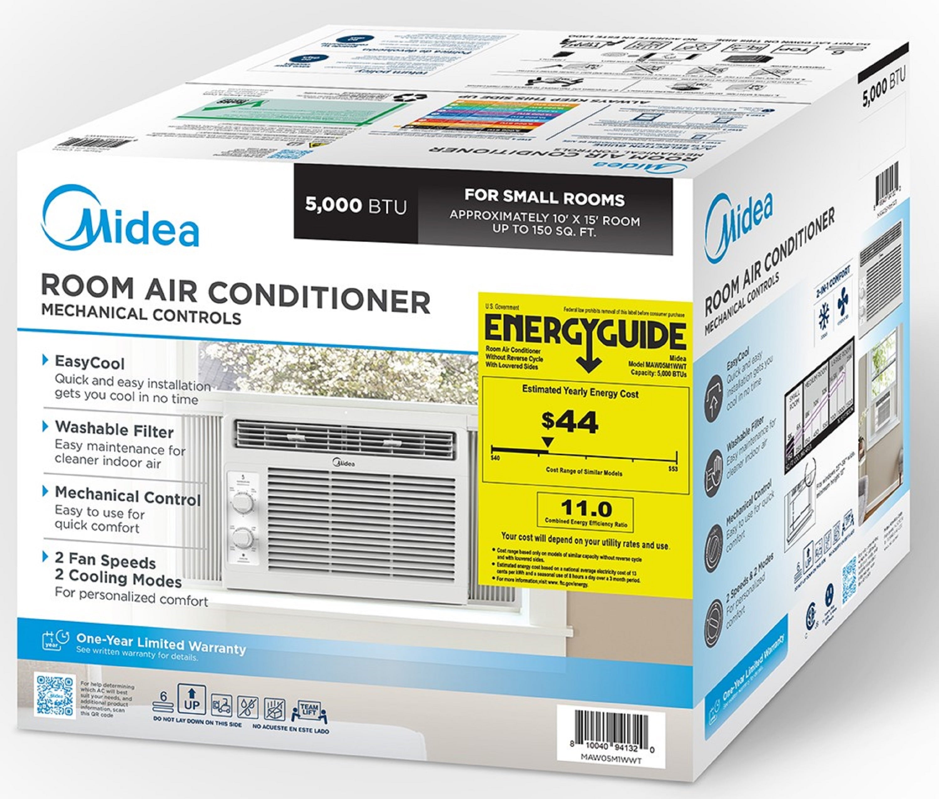 5,000 BTU Mechanical Window Air Conditioner for 150 Sq Ft, White, Model MAW05M1WWT, Brand New