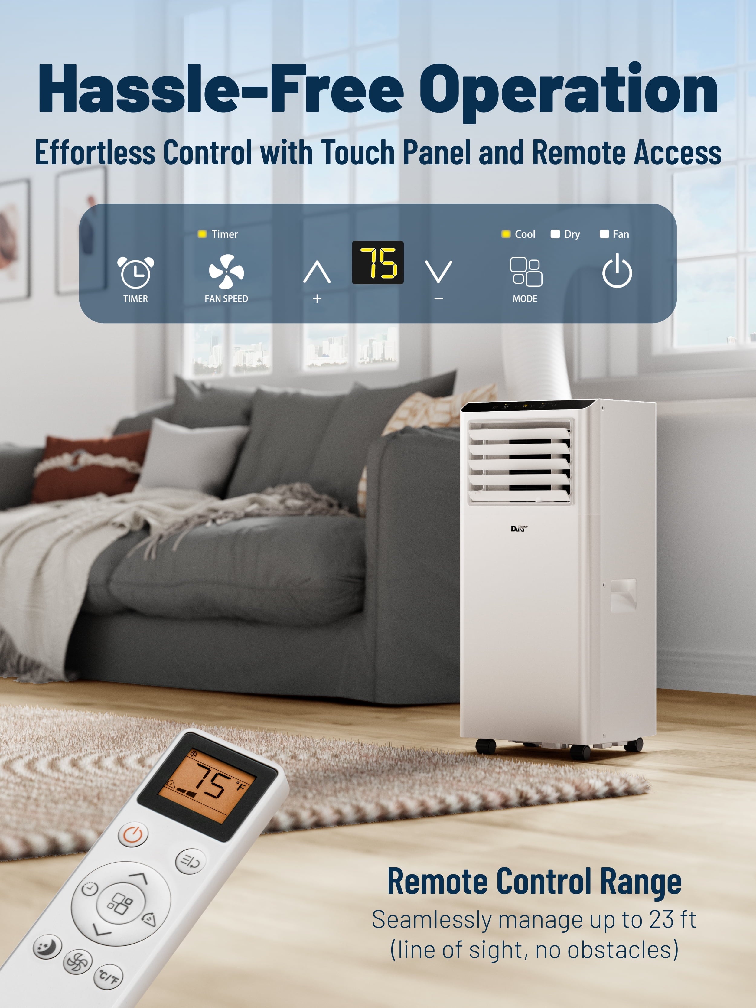 8000BTU Portable Air Conditioner for Room up to 230 Sq.Ft, 3-In-1 AC Unit 5100BTU (SACC), Cooling, Dehumidifying, Fan