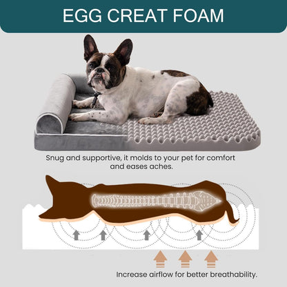MEWOOFUN Orthopedic Dog Bed For Medium Large Dogs - Egg Foam Sofa With Waterproof Washable Cover Pink Lucy