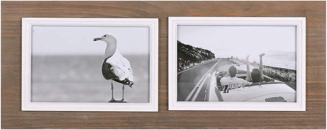 4X6 Picture Frame 2-Opening Solid Wood Collage Picture Frames Vintage Style Distressed Photo Frames with Real Glass for Table Top Stand or Wall Hanging