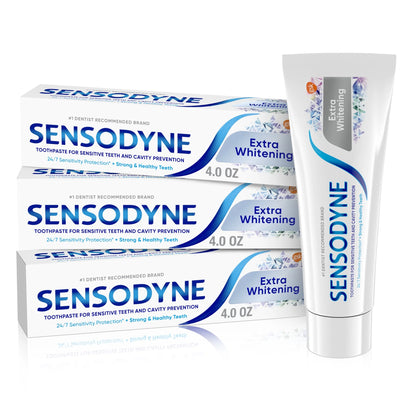 (12 Pack)  Extra Whitening Sensitive Toothpaste, Mint, 4 Oz, 3 Pack, for Adults