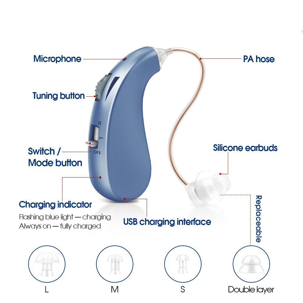 Multi-Color Non-Howling Rechargeable Listening Aid Listening Headset