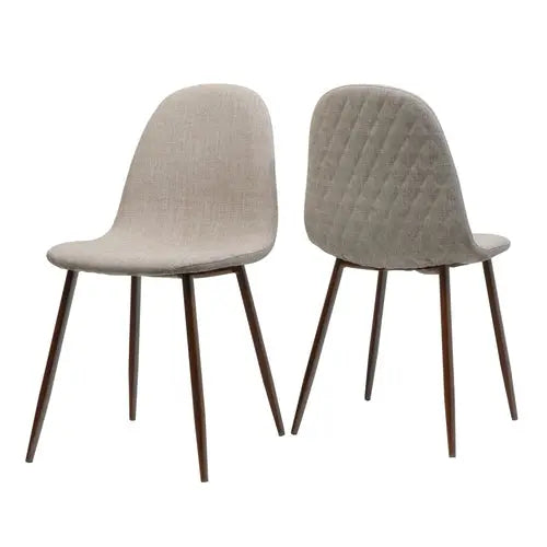 Elegant Wheat Fabric Dining Chair Set with Iron Legs and Dark Walnut Sangria Beech