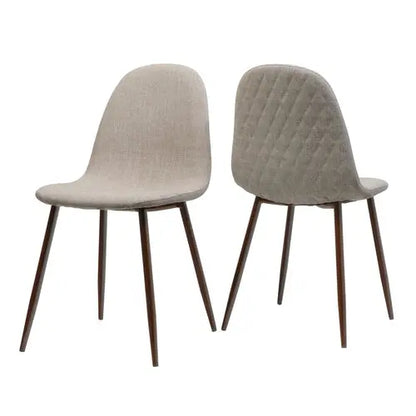 Elegant Wheat Fabric Dining Chair Set with Iron Legs and Dark Walnut Sangria Beech