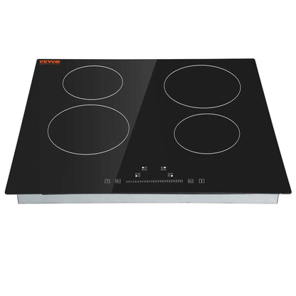VEVOR Built In Electric Stove Top, 23.2 X 20.5 Inch 4 Burners, 240V Glass Radiant Cooktop With Sensor Touch Control, Timer &amp; Child Lock Included, 9 Power Levels For Simmer Steam Slow Cook Fry Pink Lucy