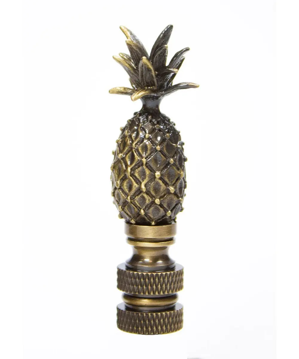 Tall Pineapple Lamp Finial Antique Brass Metal 2.5&quot;h Thulite