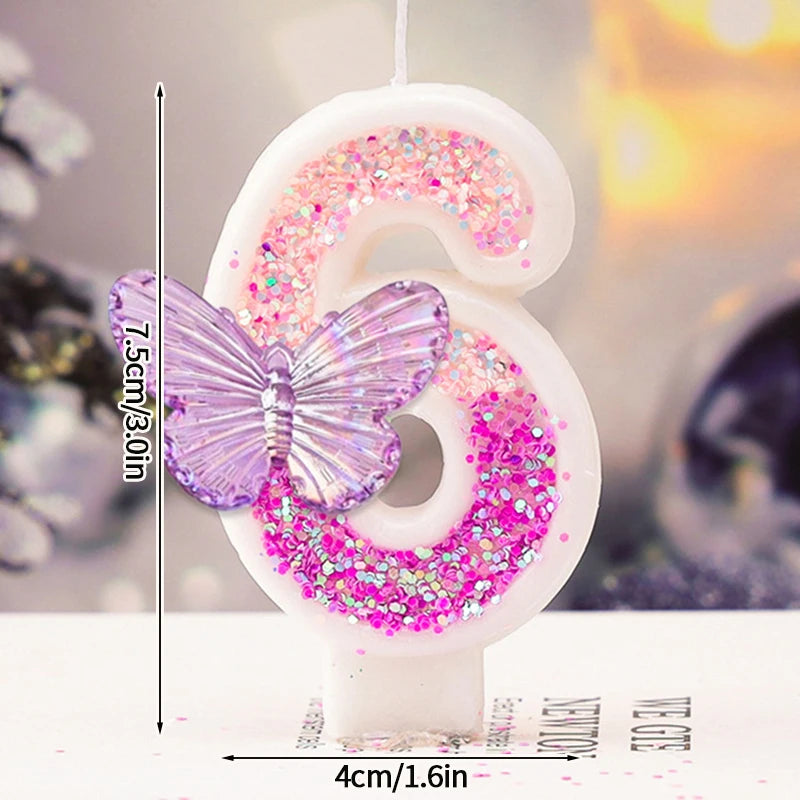3D Number Cake Decorating Candle Pink Glitter Birthday Candles Digital Candle Cake Topper Birthday Party Anniversary Cake Decor