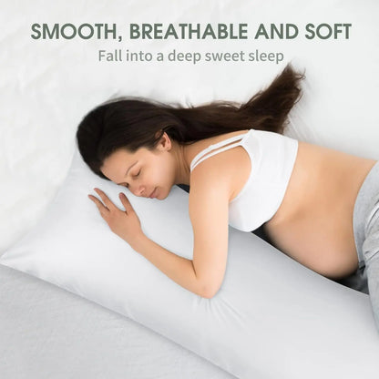 Body Pillow Case 20X54, Soft Silky Cooling Body Pillow Cover with Envelope Closure, Breathable Cooling Pillow Case 1 Pack, White