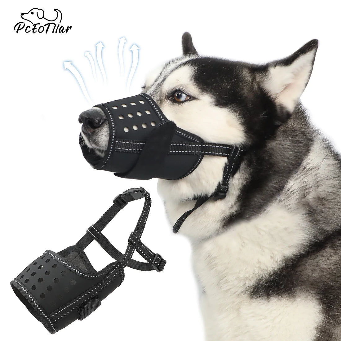 Dog Muzzle, Soft Leather Muzzle anti Biting Barking Chewing, Breathable Puppy No Bark Muzzle, Black