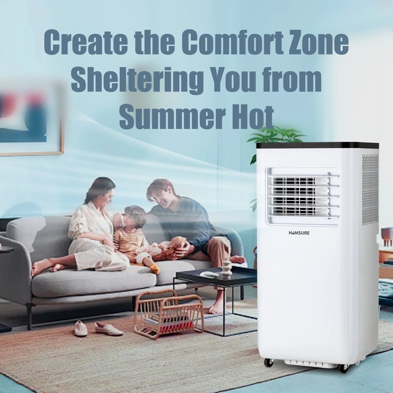 Portable Air Conditioners 10000 BTU, Room Air Conditioning, Portable AC Unit with Remote Control, Cooling, Dehumidifier and Fan, Automatic, Sleep 5 Mode Floor Air Conditioner