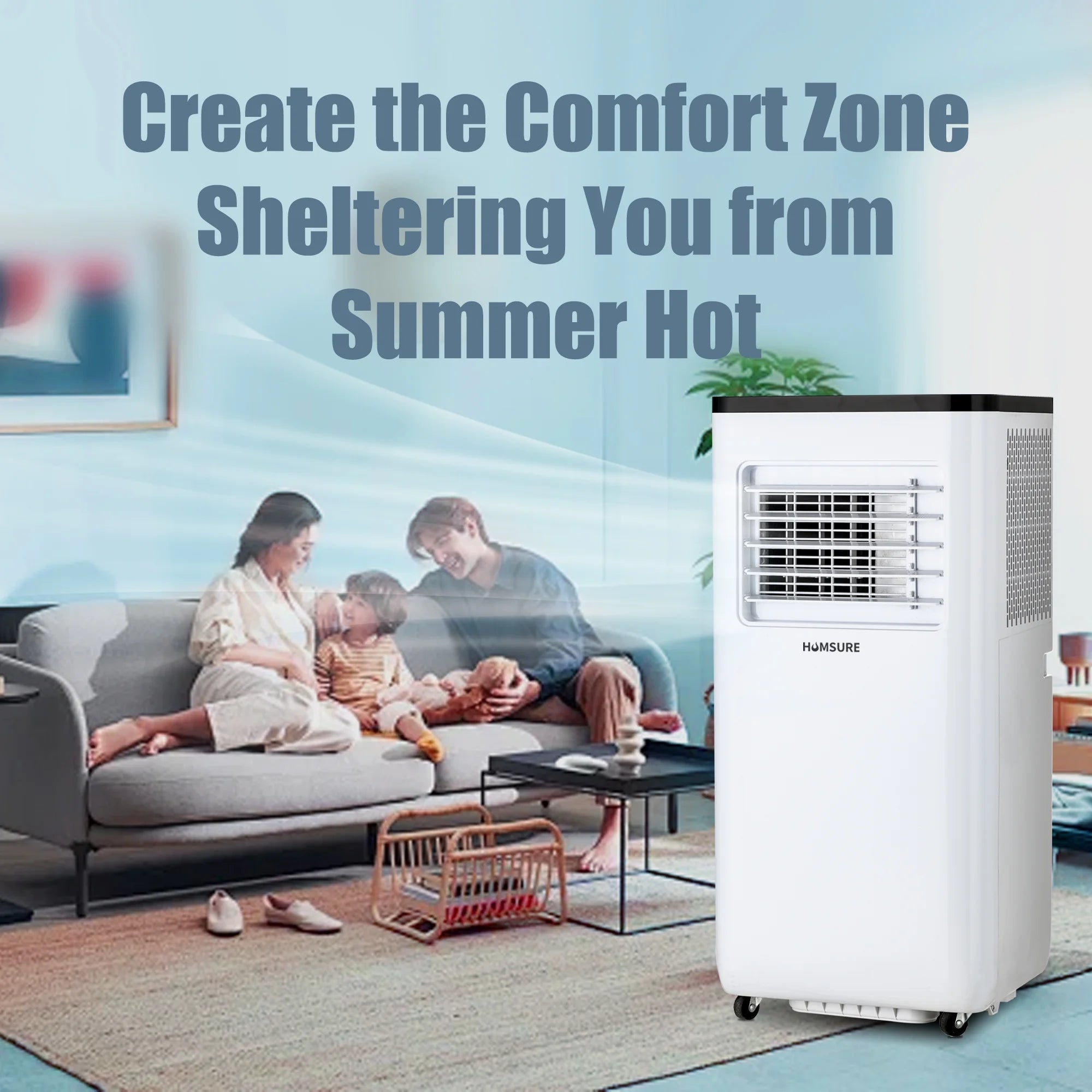Portable Air Conditioners 10000 BTU, Room Air Conditioning, Portable AC Unit with Remote Control, Cooling, Dehumidifier and Fan, Automatic, Sleep 5 Mode Floor Air Conditioner