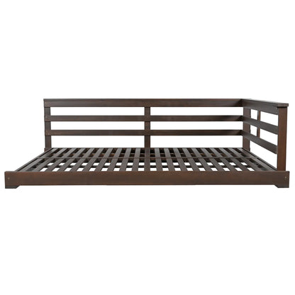 Acacia Wood Porch Swing Bed for Outdoor with Hemp Ropes - Full Size Sangria Beech