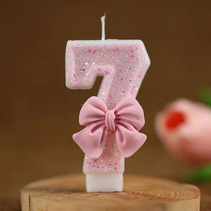 3D Number Cake Decorating Candle Pink Glitter Birthday Candles Digital Candle Cake Topper Birthday Party Anniversary Cake Decor